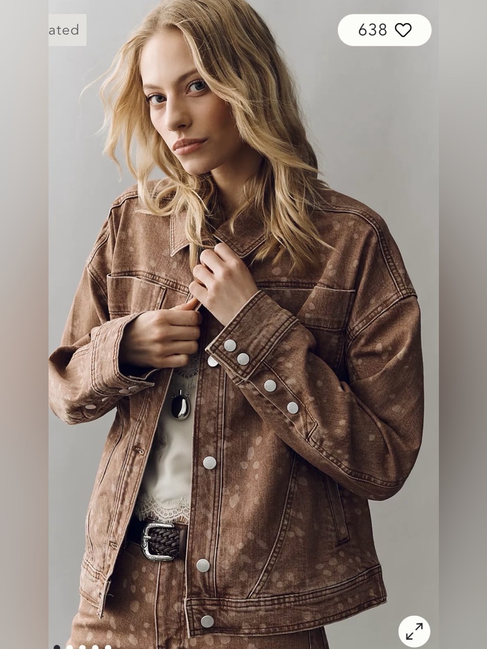Pilcro Washed Brown Denim Jacket - Women